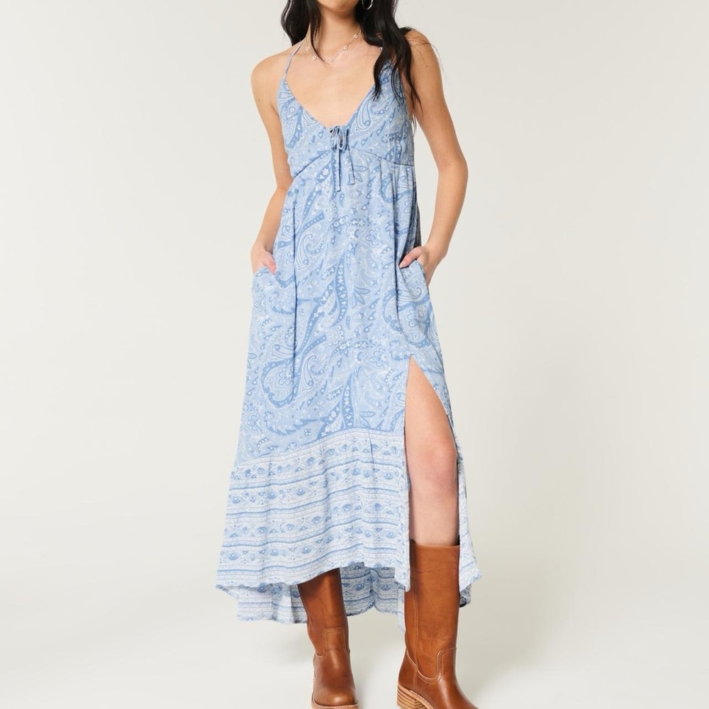 Hollister Light Blue Paisley Maxi Dress
